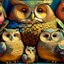 Placeholder: Family of cute and chubby owls multicolored by Fernando Botero and Jacek Yerka , sf, intricate artwork masterpiece, ominous, matte painting movie poster, golden ratio, trending on cgsociety, intricate, epic, trending on artstation, by artgerm, h. r. giger and beksinski, highly detailed, vibrant, production cinematic character render, ultra