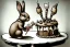 Placeholder: Bunny is having a birthday cake with a hand grenade. Highly detailed, smooth colours, realistic landscape. Aquarell