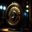 Placeholder: highly detailed matte painting stylized three quarters portrait of an Peep hole cinema machine! background blur bokeh! ! --s 750