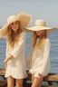 Placeholder: ((Mary-Kate and Ashley Olsen a warm hug)),Her laughter floats harmoniously with the sound of seagulls, infusing the air with a joyful melody. A vivacious energy radiates from her as she gracefully adjusts her oversized sun hat, casting a charming shadow on her sun-kissed face. The rhythmic crashing of waves seems to echo her carefree spirit.