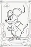 Placeholder: blank colouring book, white blank background, simple picture for toddlers, little mouse, disney and pixar style