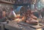 Placeholder: mediaeval cobbler in his workshop, 8k, RTX, realistic, 3D, intricate details