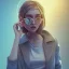 Placeholder: isometric clean art of super cute nerd girl wearing shades, full wet lips, soft lighting, overcast shadows, soft pastel gradients, high definition, 3d icon clay render, blender 3d, studio lighting, god rays, octane render, unreal engine 5