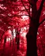 Placeholder: Forest underneath a crimson canopy with leaves in shades of red, sunlight filtering through to create a monochromatic wonderland, single-hue theme showcasing the splendor of nature, chiaroscuro effect with play of light and shadow, texture-heavy foliage, close-up of a tree with a vibrant red bark to match the leaves, soft-focus background with an array of red tones cascading into a tranquil setting