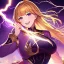 Placeholder: 8k, Girl, high quality, detailed, golden hair, purple eyes, beautiful lighting, vibrant colors, laughing, lightning magic