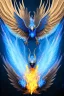 Placeholder: blue phoenix flaming wings, balanced, beautiful, smooth, flying