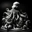 Placeholder: a statuette of a tentacled absurd pig cult greyscale found in an old storage