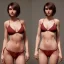 Placeholder: a short hair guy with a boyish face a beautiful cleavage in a lace neckline with a man's short haircut a thin waist and wide hips in bikini in sauna