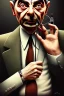 Placeholder: mr bean as the mafia godfather, 4k, trending art, weird perspective, realism, spray paint, detailed