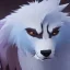 Placeholder: wolf furry digital art blue hair only face anime style male white fur