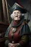 Placeholder: old woman captain of medival ship