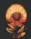 Placeholder: retro sunset flower for T-Shirt design