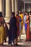 Placeholder: People standing in a line to vote classical painting