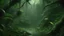 Placeholder: oppressive jungle during a heavy tropical storm, massive leaves dripping with rain, glowing insects and huge spiders among the vines, muddy jungle river overflowing its banks, dark green palette, cinematic fantasy environment painting, highly detailed