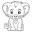 Placeholder: doodle, baby lion, happy, cute animals, full view, realistic, coloring page, only draw lines, coloring book, clean line art, –no sketch, color, –ar 3:4, white background, minimalistic black lines, minimal black color, low level black colors, coloring page, avoid thick black colors, thin black line art, avoid colors, perfect shape, perfect clear lines,