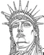 Placeholder: New York City Statue of Liberty Face coloring page, full body (((((white background))))), only use an outline., real style, line art, white color, clean line art, white background, Sketch style.