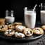 Placeholder: White milk and cookies