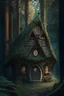 Placeholder: A cottage in the middle of a wood and on the roof is carved "The portal in the big woods"