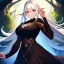 Placeholder: Clear focus,High resolution, High quality, elf, long white hair, red eyes, intricate details, insanely detailed, black dress