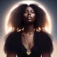 Placeholder: A portrait of a beautiful youthful black woman, wearing a black dress, long hair, black hair, wavy hair, wizard, magical, ethereal, soft bright lighting, Concept art by wlop, Ultra quality 8k, Fantasy.