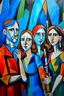 Placeholder: picasso style cubism 5 people