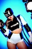 Placeholder: Cyber-punk style camera-mask. Large fencing mask covers cheeks. Trim girls. Reflective white plastic skin. Camera lenses as eyes. Head full of integrated old-fashioned cameras. Golden to cyan surfaces body, latex. Perfect body, thick thighs and calves. Asa Akira. Selfies with old-fashioned cameras in both hands. Wide hip, skirt bleats nicely. Camera at mons veneris and nipples. Partly symmetrical. Three Cameras hanging on wide plastic belt. Euclidean 3D-tiling. Fractal-camera-lens.Minimalism