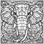 Placeholder: outline art for square elephant head stained glass style coloring page for kids, classic manga style, anime style, realistic modern cartoon style, white background, sketch style, only use outline, clean line art, no shadows, clear and well outlined