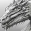 Placeholder: Pencil drawing of a dragon, details of the head and face direction (horizontal)