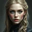 Placeholder: a portrait of an attractive blonde fantasy woman whoes, her face is partially made of stone, medieval, gothic, digital art, stylised