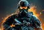 Placeholder: Ghost Soldier with skull mask in 8k realistic cgi drawing style, call of duty them, close picture, neon, intricate details, highly detailed, high details, detailed portrait, masterpiece,ultra detailed, ultra quality
