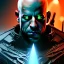 Placeholder: Furian, sharp knife, lots of detail, death, sadness, vengeance, glowing eyes, vin diesel, bald, movie poster, 8k, unreal engine 5, high resolution