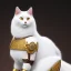 Placeholder: beautiful smooth realistic Japanese samurai robot cat body, run on dark cosmos background, cat еye, extremely sharp detail, finely tuned detail, ultra high definition, 8 k, unreal engine 5, ultra sharp focus, accurate sword wings, positive smile