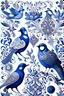 Placeholder: delft inspired ornamental designs with patterns and doodles birds very defined details