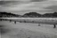 Placeholder: la playa en zarauz, años 50, fotografía en blanco y negro. nostalgia