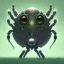 Placeholder: Digital, high quality illustration of spider baby, spider with baby sharp fangs, arachnia art, exaggerated, creepy cute aesthetic, absurdist, craig mullins, vintahe cartoon, airbrush fade, 80s airbrush artwork style, bright caolored retro ... pixel art 16bit retro style .., gothic spider art, creature feature