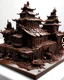 Placeholder: Dark brown ruins made out of chocolate painted by Zhang Lu