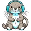 Placeholder: clipart of a cute otter wearing headphones