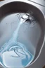 Placeholder: in focus, a jet of water flows into a spoon and splashes everywhere in a sink tray