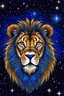 Placeholder: lion head starry constellation in the night sky, magical, ethereal, dreamlike, stylized, tcg, ccg, playing card art