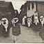 Placeholder: Creepy old photo, folk town strange masks