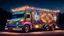 Placeholder: Hyper Realistic Photographic View Of Traditionally Designed Cultural Multi Colored Truck Art With Fairy Lights.