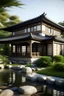 Placeholder: A serene house in the style of Japanese Zen and a (view).