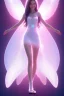 Placeholder: smiling girl, cute, beautiful, long hair, fairy wings, light pastel colors, bright, transparent dress, smile