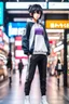 Placeholder: a full body anime driving byke in modern city street