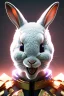 Placeholder: Mid view Sweet Rabbit mask, suit, photo studio, black background, unreal engine 5, concept art, ray tracing, lumen lighting, ultra detail, volumetric lighting, 3d.