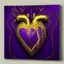 Placeholder: electric heart in purple and golden tapestry