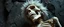Placeholder: close up on fluffy laughing skeleton in a heretic place
