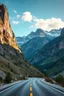 Placeholder: A road in a stunning mountain landscape, mountain gorge, bright color palette, high detail, perfect composition, gcinematic shot, intricate details, hyperdetail