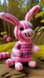 Placeholder: A pink magic elemental bunny unicorn designed in Navajo yarn painted by Edvard Munch