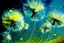Placeholder: dandelions, painted in oil, ultrasharp, with a splash of colors